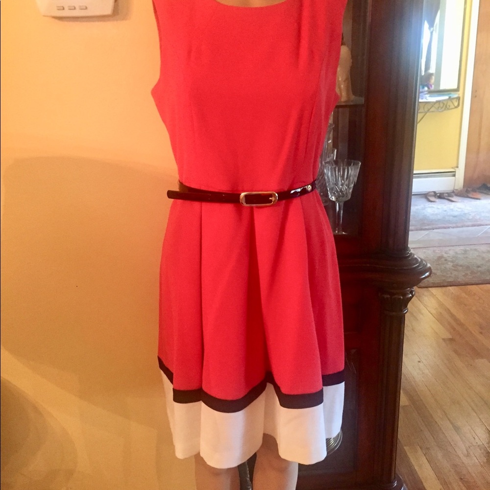 A line dress with a belt